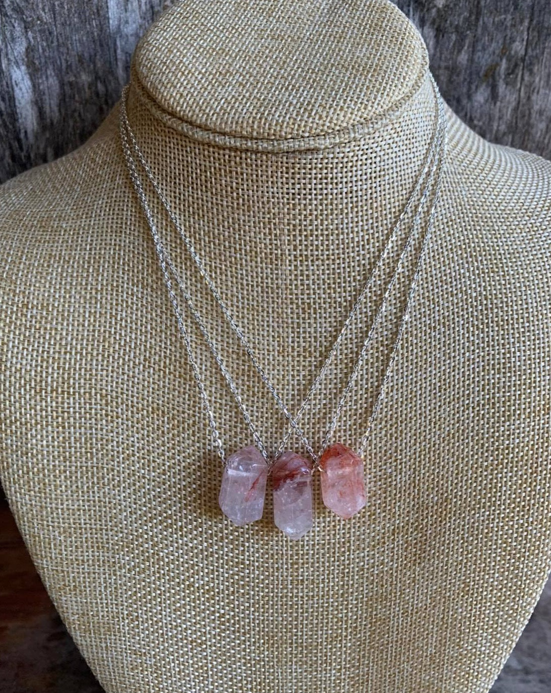 Lepidocrocite Quartz double point sterling silver necklace