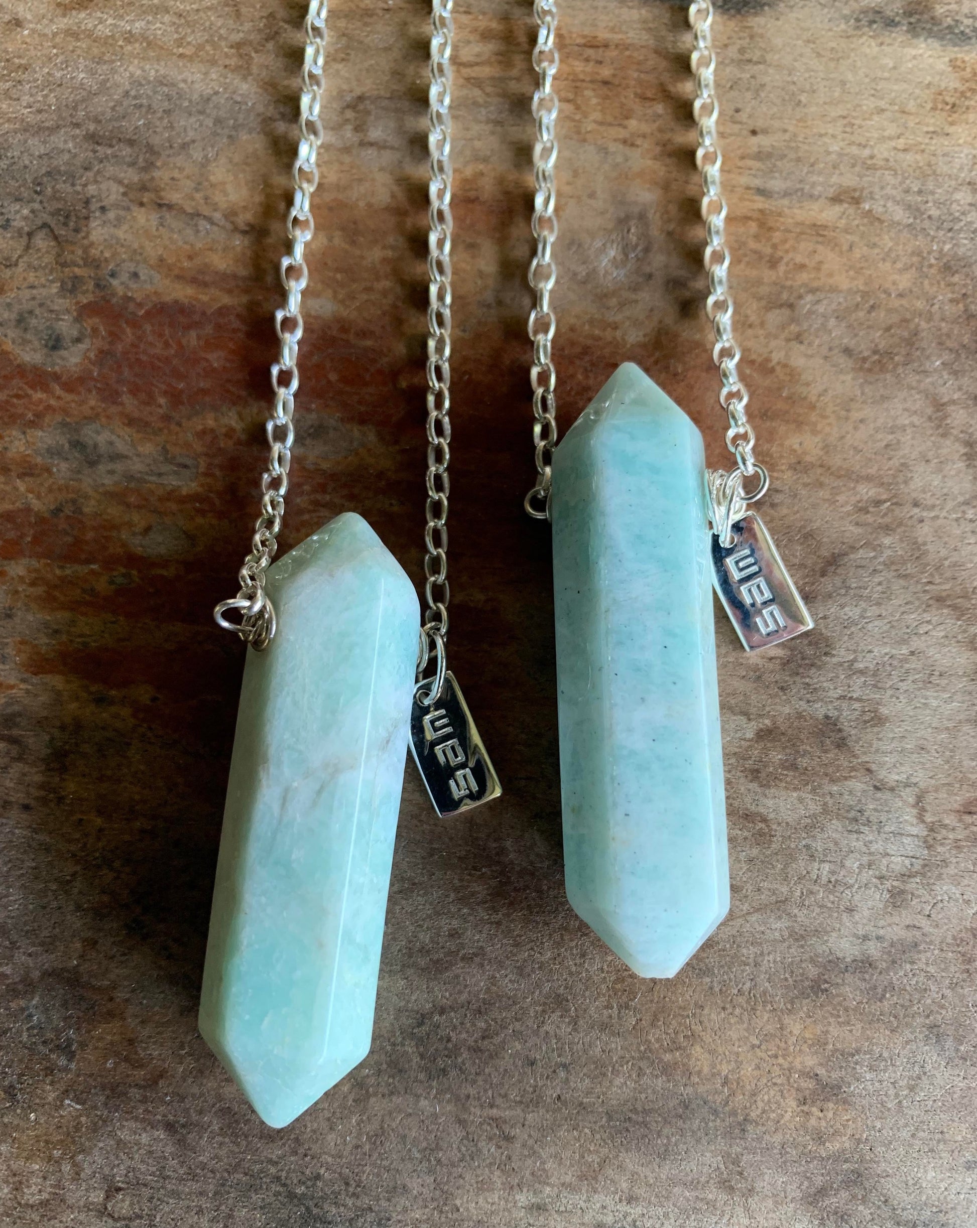 Peruvian Amazonite crystal gemstone necklace sterling silver