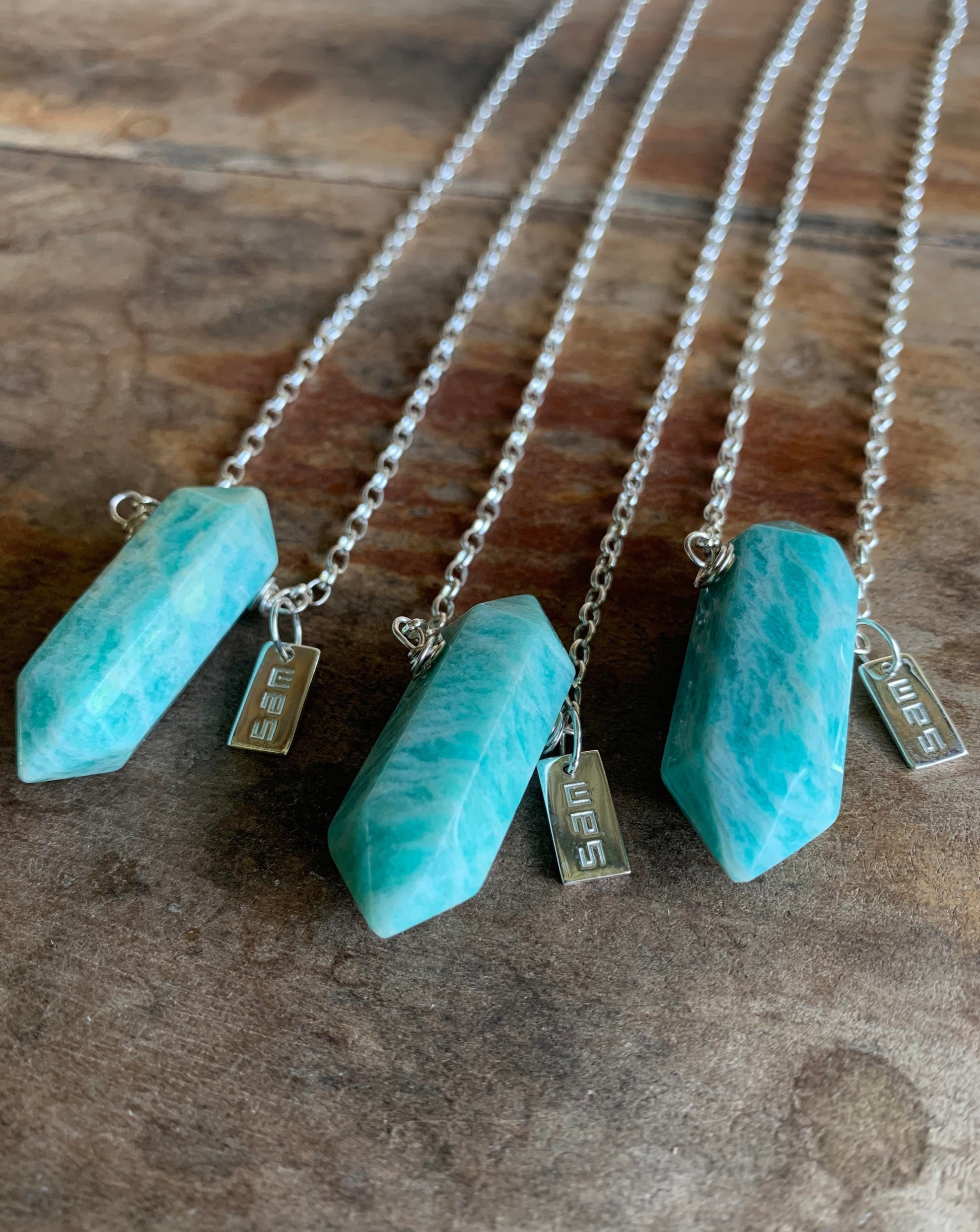 Russian Amazonite crystal gemstone natural necklace sterling silver 