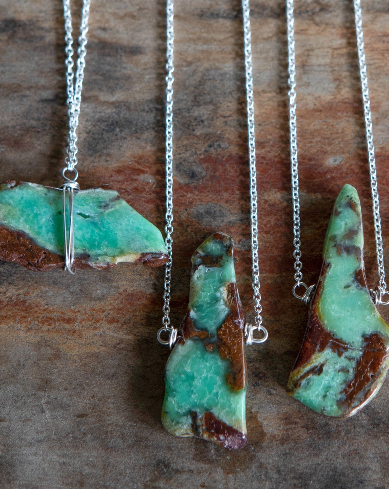 raw Queensland Chrysoprase necklace.