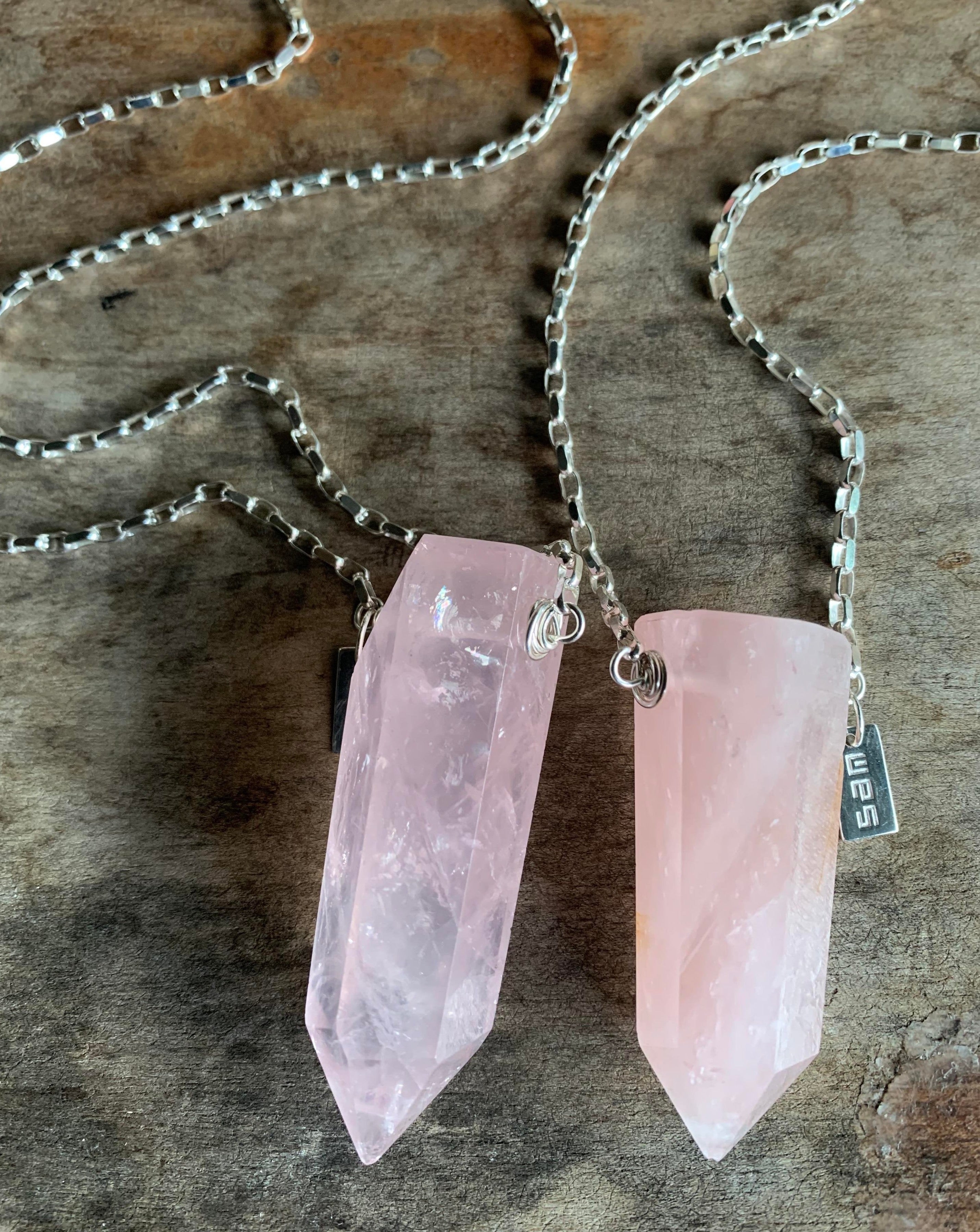 Crystal necklace deals rose quartz